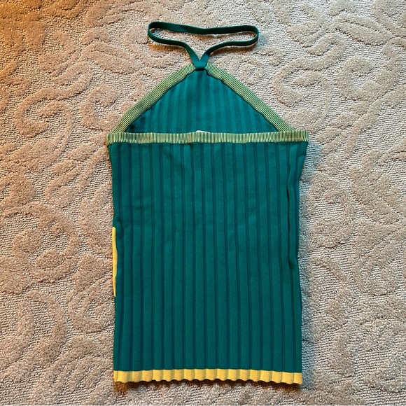 Wales Bonner Star Chevron Rib Halter Top - size M 💚💛 - Picture 3 of 8